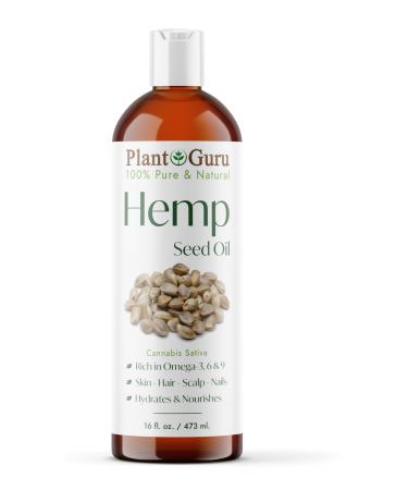Hemp Seed Oil 16 oz. Virgin Unrefined 100% Pure Natural - Skin Body and Hair Moisturizer. Works for Massage Acne & More!