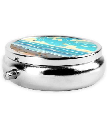 Beach Cartoon Pill Box Organizer - 3 Compartment Travel Pill Case for Easy Medication Management - Buy Online on GoSupps.com