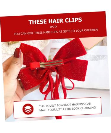 minkissy 1pc Hair Accessories Christmas Bow Hairpin Sweet Bow Hairpin Big Bow Hair Clip Red Bow Hair Clip Christmas Silky Hair Bow Clip Girl Hair Clips Child Bow Tie Flocking Korean Version - Buy Online on GoSupps.com