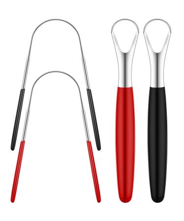 DYHQQ 4 pieces tongue cleaner tongue scraper made of stainless steel mouth tongue brushes (U and straight shape)