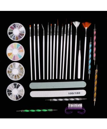 Nail Art Brushes Set Nail Art Painting Brush Dotting Pen Nail File Rhinestones Dust Brush Manicure Tool Set Nail Art with Nail Liner Brush Nail Dotting Pens - Buy Online on GoSupps.com