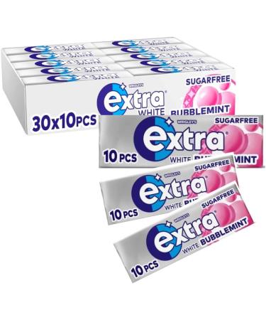 Extra White Bubblemint Sugarfree Chewing Gum Fruit and Mint Flavours For Clean & White Teeth 30 x 10 Packs (FULL PACK) - Buy Online on GoSupps.com