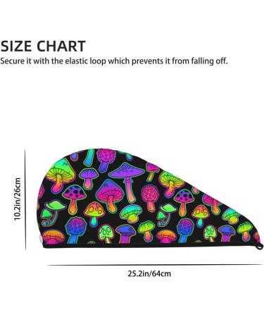 Quick-Dry Hair Towel Wrap with Button | Towel Turban for Effortless Drying | Bright Mushrooms Design - Buy Online on GoSupps.com