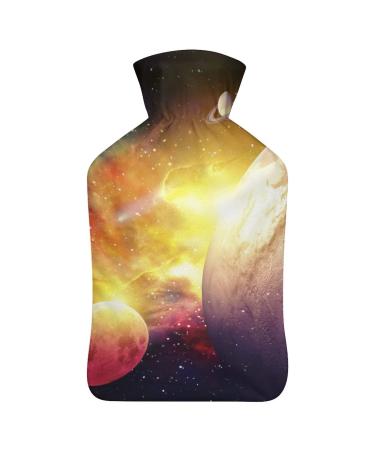 Planet Galaxy Hot Water Bottle With Cover Plush Bed Bottle Hand Warmer For Adults And Children 26.5X15.3cm