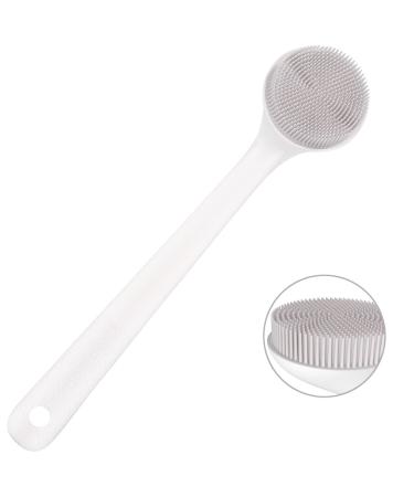 Silicone Back Scrubber for Shower, Exfoliating Body Scrubber with Handle, Soft Shower Scrub Exfoliator Brush for Men and Women, BPA Free, Non-Slip (Grey)