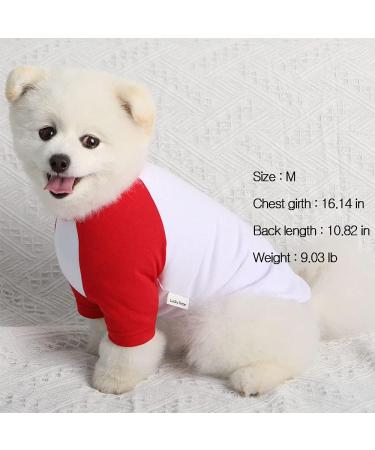 Lucky Petter Dog Raglan T-Shirt | X-Small White/Red | Soft & Breathable Cotton Shirt for Small & Large Dogs - Buy Online on GoSupps.com