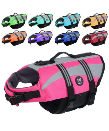 Emust dog swimming vest reflective life jacket for small dogs with a rescue handle small dog west lifesaver for swimming boating water pink s s rose
