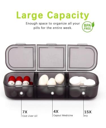 Weekly Pill Organizer 3X a Day - Black Medicine Organizer Box for Vitamins & Medications - Buy Online on GoSupps.com