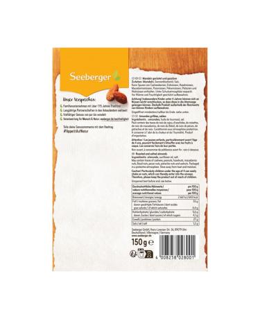 Seeberger Roasted & Salted Almonds 5 Pack - Gluten-Free Vegan Snack | Crisp & Piquant Flavor (5 x 150g) - Buy Online on GoSupps.com