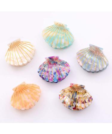 Shell Shape White Marble Hair Clip - Women's Fashion Acrylic Resin Hair Clamp - Buy Online on GoSupps.com