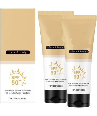 Cr me solaire min rale naturelle au suif de b uf SPF 50. Formule l g re et non grasse pour le visage le corps et la peau. 2PC