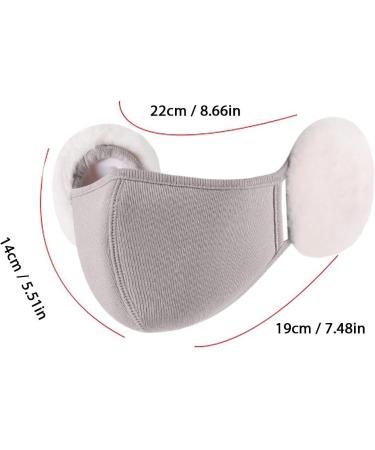 Jacekee Winter Face Cover for Women - Cloud-Shaped Outdoor Mask with Rabbit Fur Earmuffs | Soft Gray Ear Protector for Men and Women - Buy Online on GoSupps.com