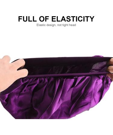 Buy Quesuc Elegant Sleeping Hat for Women - Silk Satin Sleep Cap (Black & Purple) - Soft Satin Hair Care Headgear | International Shipping Available - Buy Online on GoSupps.com