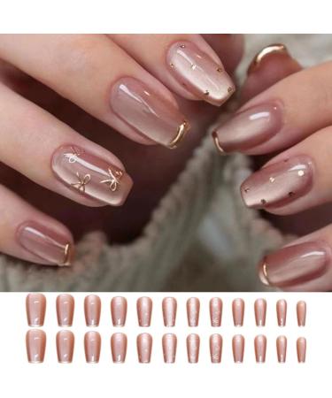 Ruarby Professional French Tip Press on Nail False Nails Full Cover Artificial Nails Tips Art Accessories for Fashion Women - Buy Online on GoSupps.com