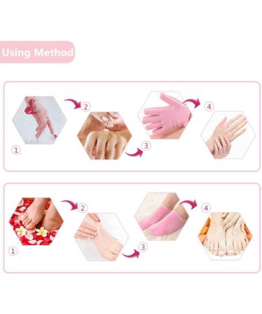 Moisturizing Socks and Gloves Set for Softening and Repairing Dry Skin with Aloe Lotion and Silicone - Pink - Buy Online on GoSupps.com