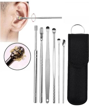 Innovative 6-in-1 Earwax Cleaner Tool Set | Ear Wax Removal Kit for Face Wash | Reusable Ear Pick Tools | Black One Size - Buy Online on GoSupps.com