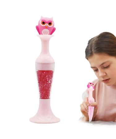 Hugsweet Rhinestone Picker Dotting Dotting Cartoon Picker Rhinestone Tool - Wax Pencil with Crystal Beads Handle for Manicure Nail Art Decoration Nail Art Gem Crystal Pick up Tool owl pink