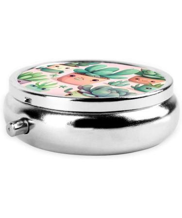 Lovely Succulent Plants Round Pill Box | 3 Compartment Portable Travel Organizer for International Shipping - Buy Online on GoSupps.com