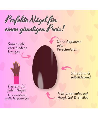 Ultra-Thin Dark Brown Nail Foils | 16 Self-Adhesive Nail Polish Strips for All Nail Types | Premium Nail Art Wraps - Buy Online on GoSupps.com