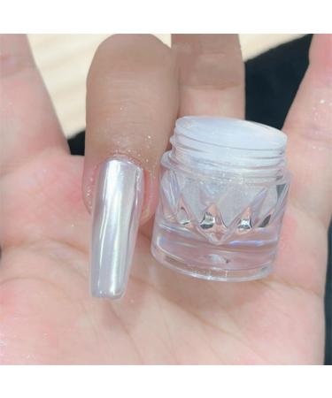 Super Glossy White Pearl Chrome Nail Powder - Iridescent Pigment for Magic Mirror Effect Nails - Buy Online on GoSupps.com