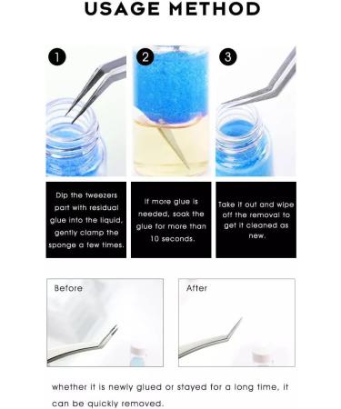 Eyelash Extension Tweezers Cleaner & Glue Remover with Sponge Ball - 1 Bottle | Lash Extension Tool - Buy Online on GoSupps.com