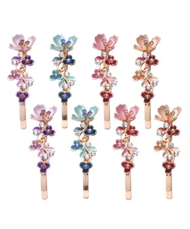 minkissy Rhinestones Hairpin Vintage Barrette Bobby Pin Elegant Headdress for Women Girls (blue Pink Purple Coffee Each Two)