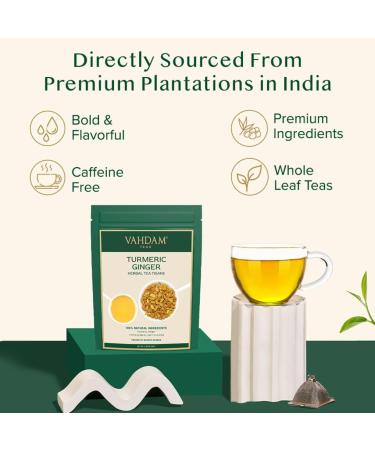 Buy Vahdam Turmeric Ginger Herbal Tea Tisane (200g) - 100% Natural | Hot & Iced Tea | Premium Ginger Tea for Wellness - Buy Online on GoSupps.com