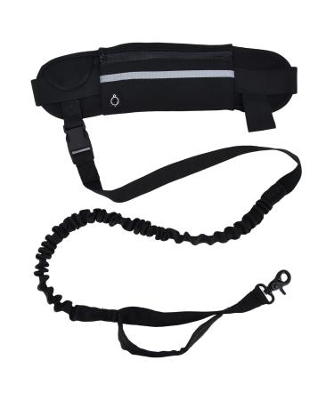 Hands Free Dog Leash with Zipper Pouch Durable Bungee with Reflective Strips Adjustable Waist Belt for Walking Jogging and Running Your Dog(black)