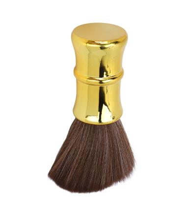 Mini Hair Brush Barber Neck Duster Brush Soft Hair Electroplating Process Barber Brush Neck Duster Hairdressing Tool Suitable for Home Hair Salon Golden