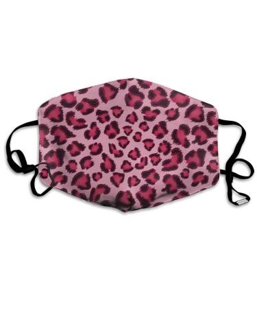 Pink Leopard Skin Fur Washable Reusable Mask Cotton Anti Dust Half Face Mouth Mask For Kids Teens Men Women With Adjustable Ear Loops
