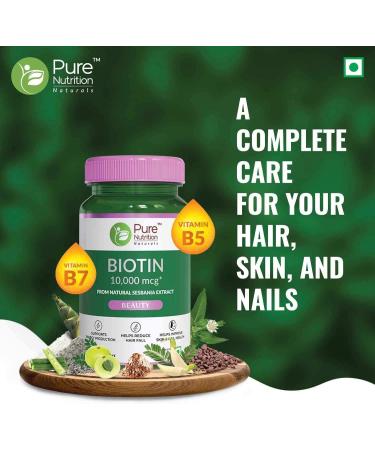 Biotin 10000 mcg from Natural Sesbania Extracts for Healthy Hair Skin & Nails | Reduce Hair Fall | Improve The Energy Level - 60 Veg Tablets - Buy Online on GoSupps.com