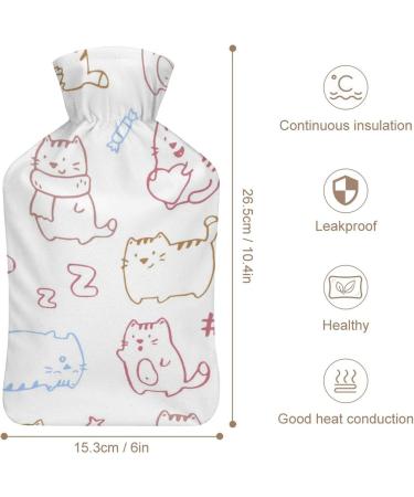White Cat Hot Water Bottle with Plush Cover - Hand Warmer for Adults & Children | 26.5x15.3cm - International Shipping - Buy Online on GoSupps.com