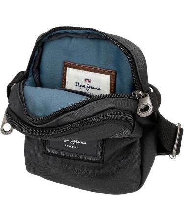 Buy Pepe Jeans Court Shoulder Bag - Black Two Compartments 12x15x3.5 cm | Cotton & Polyester | International Shipping Available - Buy Online on GoSupps.com