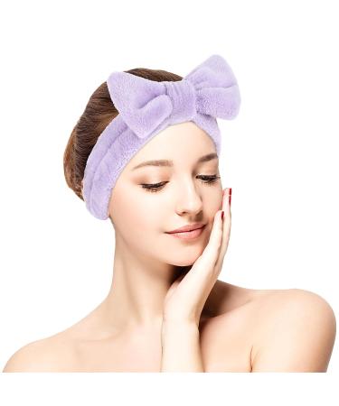 Buy Violet Spa Bowknot Headband for Women - Coral Fleece Makeup Hair Band & Elastic Cosmetic Head Wrap for Skin Care & Shower - Buy Online on GoSupps.com