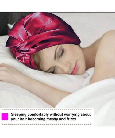 Silk Hair Bonnet for Women - Imitation Satin Night Sleep Cap - Wine Red - Buy Online on GoSupps.com