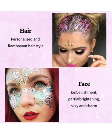 8 Pieces Body Glitter Gel Set - Chunky Mermaid Sequins for Face Hair Lips & Nails | Festival Makeup Essentials - Buy Online on GoSupps.com