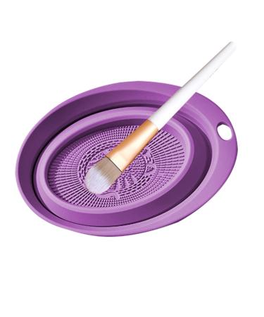 Birtern Cosmetic Scrubber Pad | Silicone Pad Scrubber - Portable Cosmetic Make Up Brush Cleaning Scrubber for Makeup Eggs Brushes Purple