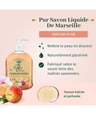  Le Petit Olivier LE PETIT OLIVIER - Pack of 12 - Pure Marseille Liquid Soap - Peach Blossom Fragrance from the Grasse Region - Gently cleanses the skin - 95% natural origin - Made in France - 300 ml - Buy Online on GoSupps.com