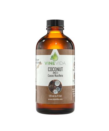 VINEVIDA MCT Coconut Carrier Oil 4 oz - Undiluted MCT Coconut Oil 4 oz - MCT Coconut Candle Oil Scent - DIY Candle Scents for Candlemaking - Bulk Carrier Oil for Soap Making Safe for Skin MCT Coconut 4 Fl Oz (Pack of 1)