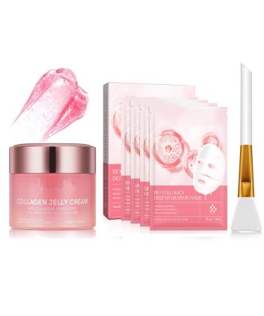 SONGVISON 4PCS collagen night mask collagen gelatin cream hydrols-collagen mask elasticity and hydration pore strengthening smoothing and firming