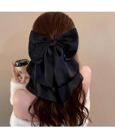 Hair Bows for Women 2PCS Black Red Hair Bow Satin Bow Hair Clips Large Silky Ribbon Bows Hair Accessories Bow Clips for Women Short 1 count (Pack of 1) Short Style - Buy Online on GoSupps.com