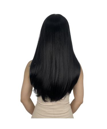 ENTRANCED STYLES Black Long Straight Wig with Bangs - 22 Inch Heat Resistant Synthetic Hair for Women - Ideal for Daily & Party Use - Buy Online on GoSupps.com
