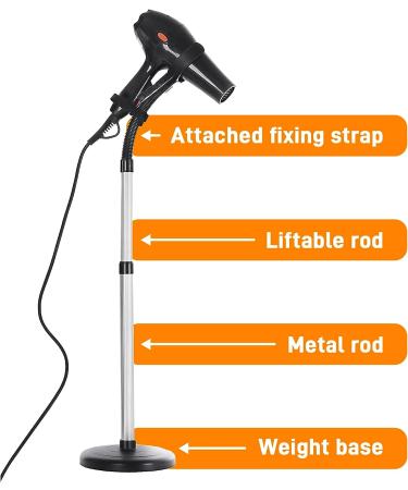 Adjustable 360 Rotation Hair Dryer Holder Stand - Hands-Free Heavy Duty Silver Stand Up Hairdryer Holder - Buy Online on GoSupps.com