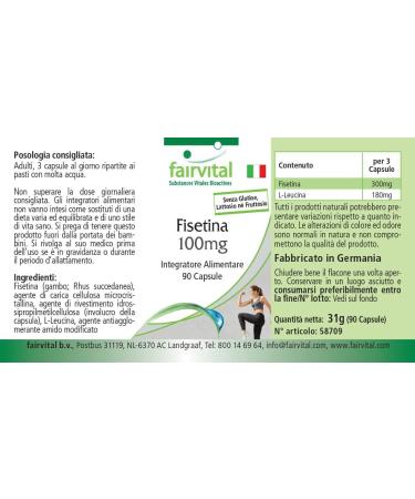 Fairvital Fisetin 100mg 90 capsules of Japanese washing tree on quality tested and high dosed high 100 vegan Made in Germany - Buy Online on GoSupps.com