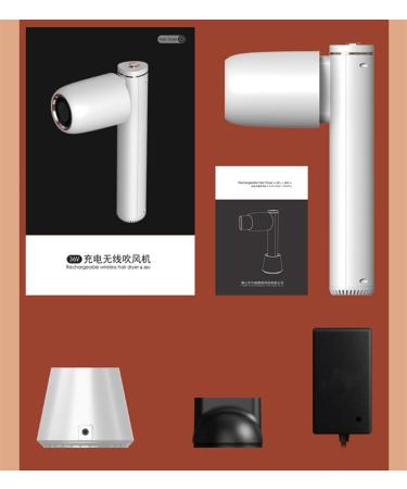 Portable Cordless Hair Dryer Rechargeable Wireless Hair Dryer w/Charging Base & Hot & Cold Wind Lightweight Travel Blow Dryers for Art Painting/Outdoor/Indoor - Buy Online on GoSupps.com