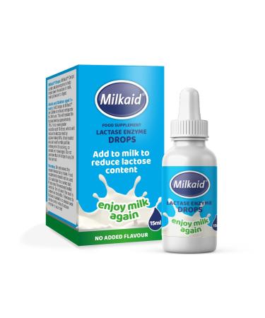 Milkaid Lactase Enzyme Drops for Lactose Intolerance Relief | Prevents Gas, Bloating & Diarrhea | Fast Acting Dairy Digestive Supplement | Gluten Free & Vegetarian | No Artificial Flavor | 0.5 Fl Oz