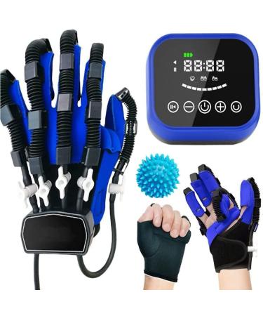 2022 New Rehabilitation Robot Gloves Stroke Hemiplegia Finger Training Device Finger Orthosis for Dementia Arthritis Stroke Hemiplegia Patient(Size:L Color:Blue Left)