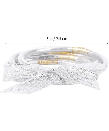 Operitacx 1Pc Ribbon Glitter Bracelet glitter wristband transparent tube bracelet kid suit silicone wristbands buddha bracelet for men swirl bracelets plastic Christmas Wearing Accessory set Silver 7.5x7.5cm - Buy Online on GoSupps.com