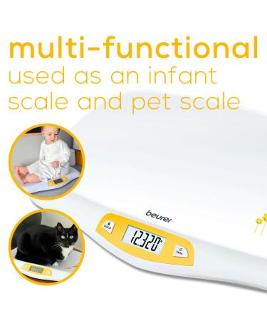 Beurer BY80 Digital Baby Scale - Infant & Pet Scale, Weighs up to 44 lbs, Holds Weight in Pounds, Ounces & Kilograms - Buy Online on GoSupps.com
