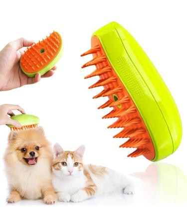 3 In 1 Steamy Cat Brush - Upgraded Multifunctional Cat Steamer Brush for Massage Steam Pet Brush for Removing Tangled and Loose Hair(green1PS)